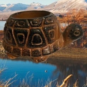 Turtle Votive Holder Brown Vintage Japan